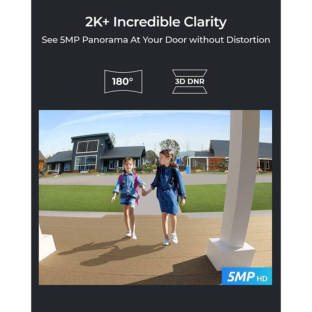 REOLINK Smart 2K Plus Wireless 5MP HD Smart Video Doorbell Camera with Chime, 180° Diagonal, Person Detection, 5/2.4Ghz WiFi