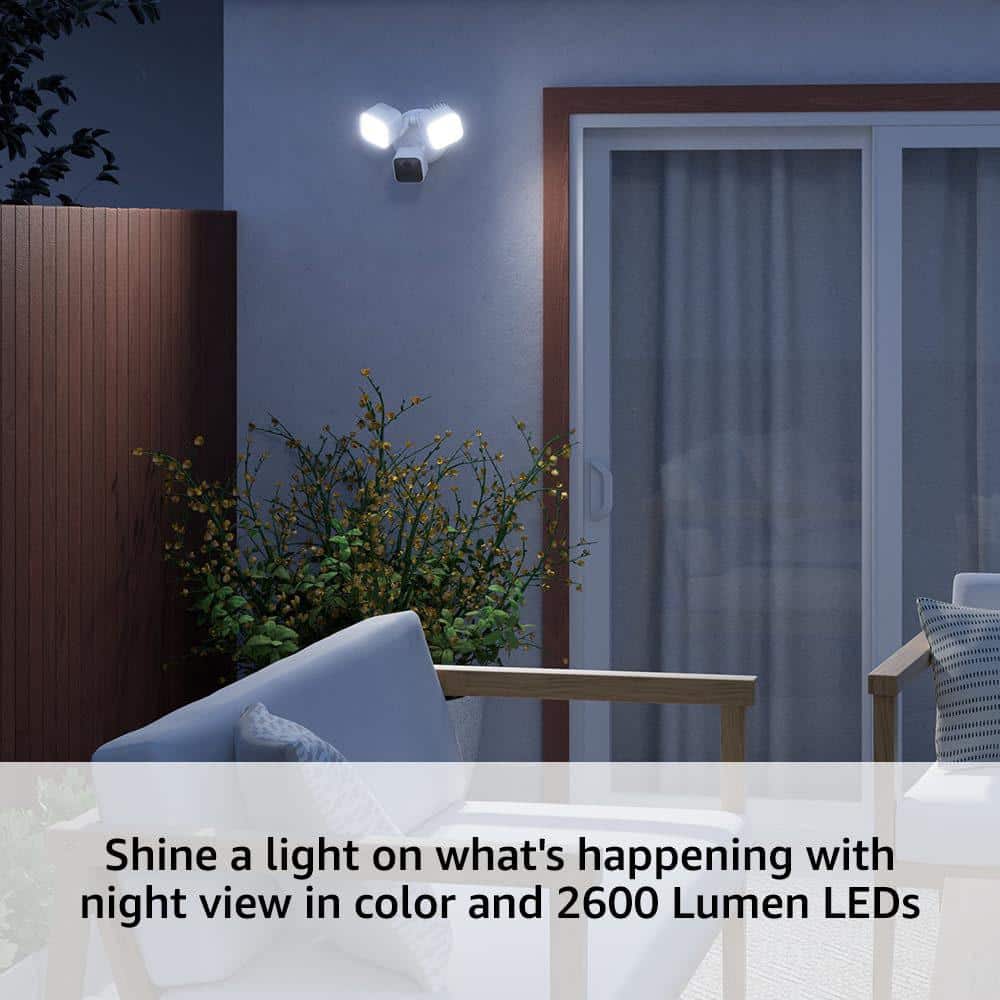 Blink Wired Floodlight Camera - Smart Security Camera, 2600 Lumens, HD Works with Alexa - 1 Camera (White)