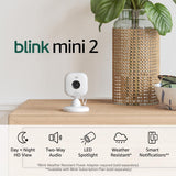 Blink Mini 2 Wired Indoor/Outdoor Smart Security Camera with 1080p HD, 2-way talk & audio, Color Night Vision, White (1-Pack)