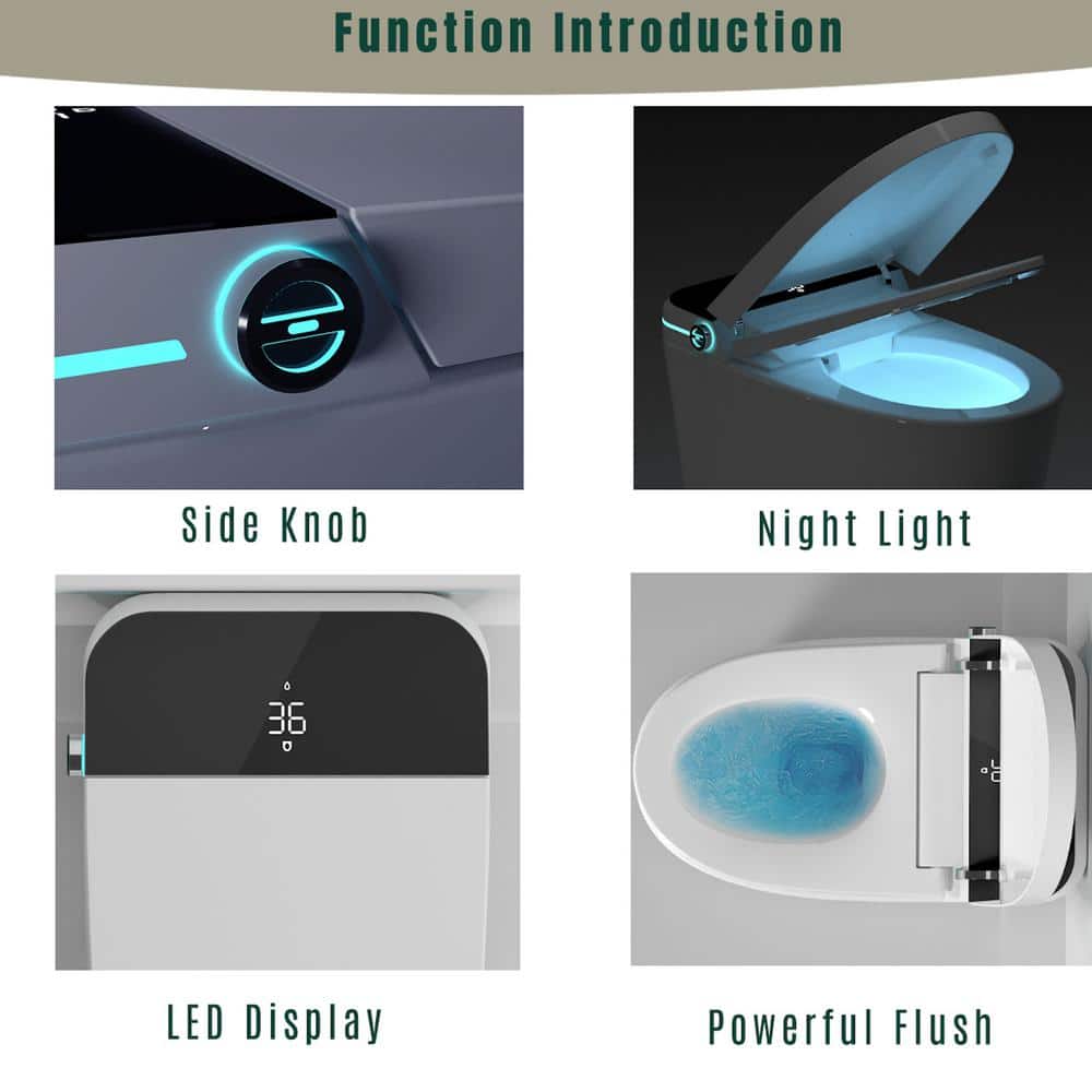 Boosicavelly Elongated Bidet Toilet with Auto Seat, Foot Sensor, and LED Display