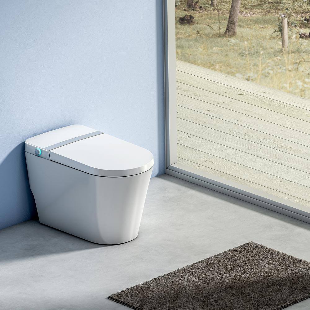 Boosicavelly Elongated Bidet Toilet with Heated Deodorizing & Soft Close - 1.28 GPF White