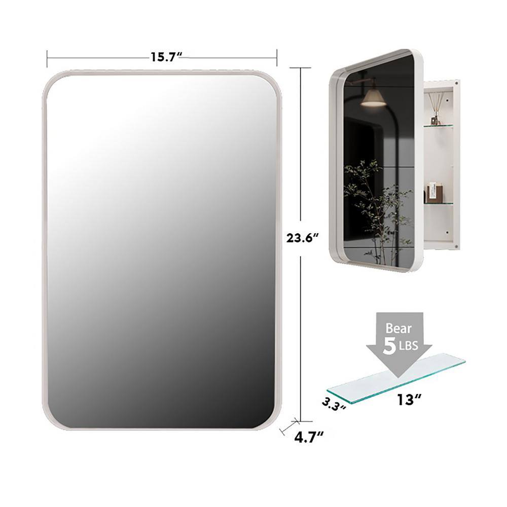 Boosicavelly 15.74 in. W x 23.60 in. H Rectangular Metal Medicine Cabinet with Mirror