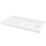 ShowerCast 60 in. x 30 in. Single Threshold Shower Pan in White with Right Drain