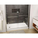 ShowerCast Plus 60 in. x 32 in. Single Threshold Shower Pan in White with Square Chrome Shower Drain Cover Right Drain