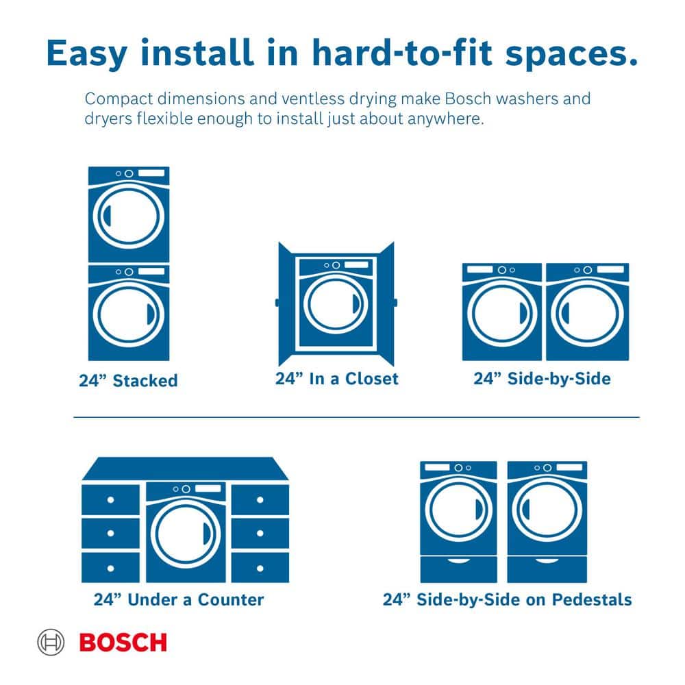 Bosch 300 Series 24-in 2.2-cu ft High-Efficiency Stackable Front-Load Washer (White) ENERGY STAR