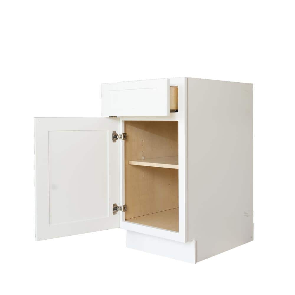 Bremen Cabinetry Bremen Ready to Assemble 12x34.5x24 in. Shaker Base Cabinet with 1 Door and 1 Drawer in White