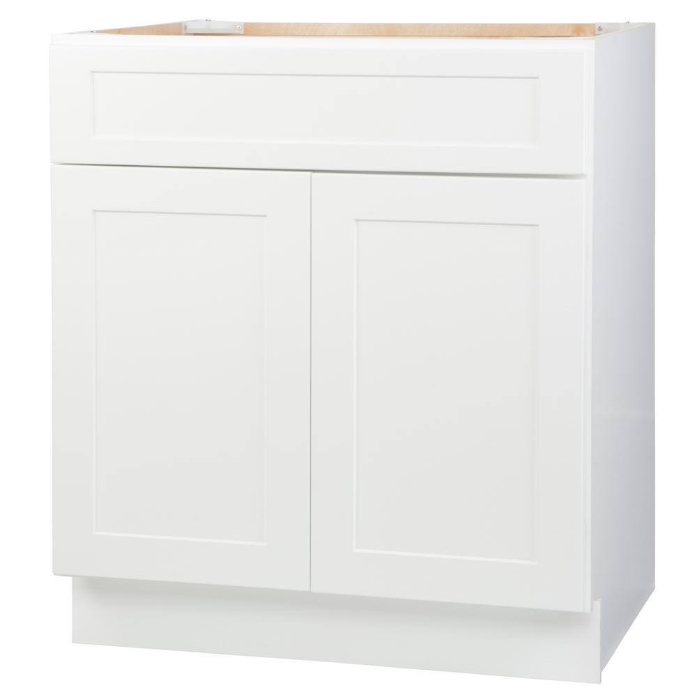 Bremen Cabinetry Bremen Ready to Assemble 30x34.5x24 in. Shaker Base Cabinet with 2 Doors and 1 Drawer in White