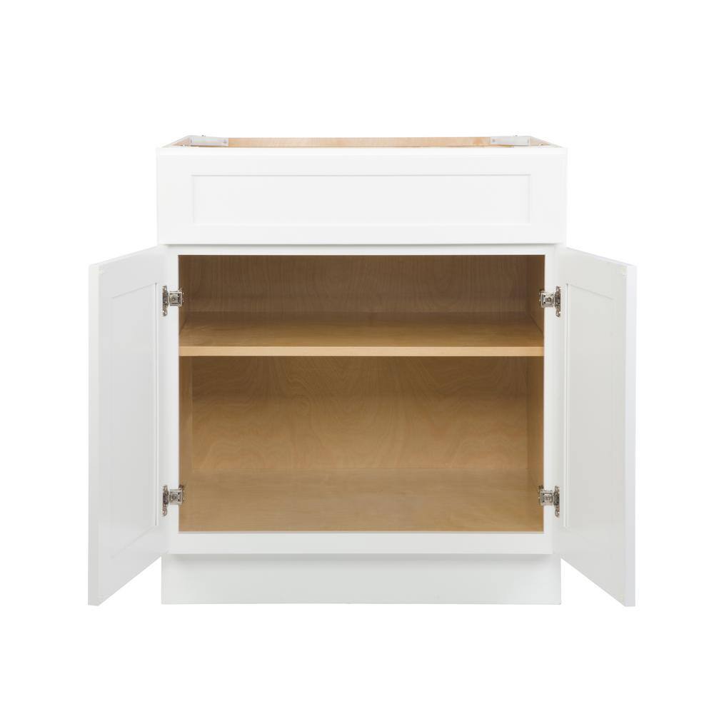 Bremen Cabinetry Bremen Ready to Assemble 30x34.5x24 in. Shaker Base Cabinet with 2 Doors and 1 Drawer in White