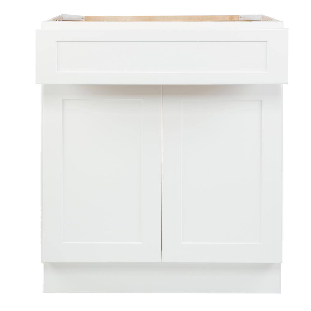 Bremen Cabinetry Bremen Ready to Assemble 30x34.5x24 in. Shaker Base Cabinet with 2 Doors and 1 Drawer in White