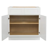 Bremen Cabinetry Bremen Shaker Ready to Assemble 33 x 34.5 x 24 in. Base Cabinet with 2 Doors and 2 Drawers in White