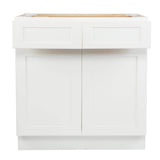 Bremen Cabinetry Bremen Shaker Ready to Assemble 33 x 34.5 x 24 in. Base Cabinet with 2 Doors and 2 Drawers in White