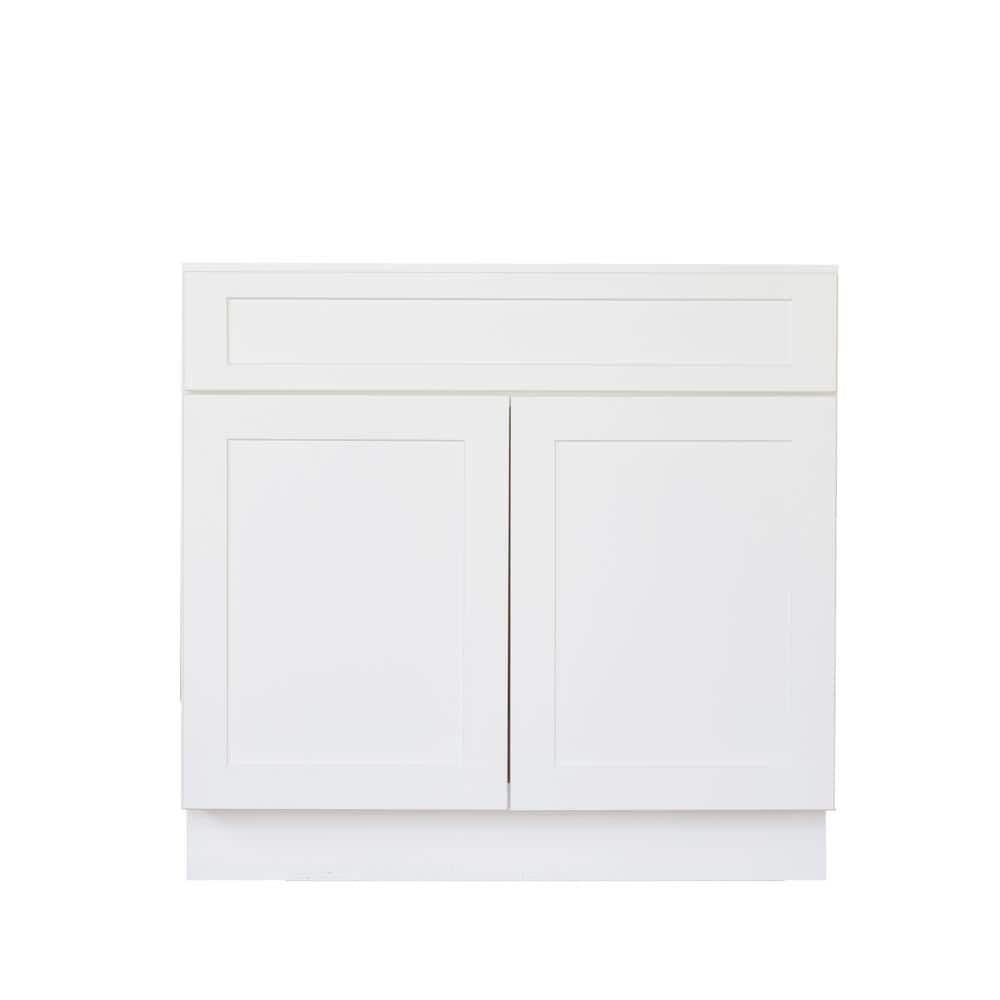 Bremen Cabinetry Bremen Ready to Assemble 36x34.5x24 in. Shaker Sink Base Cabinet with 2 Doors in White