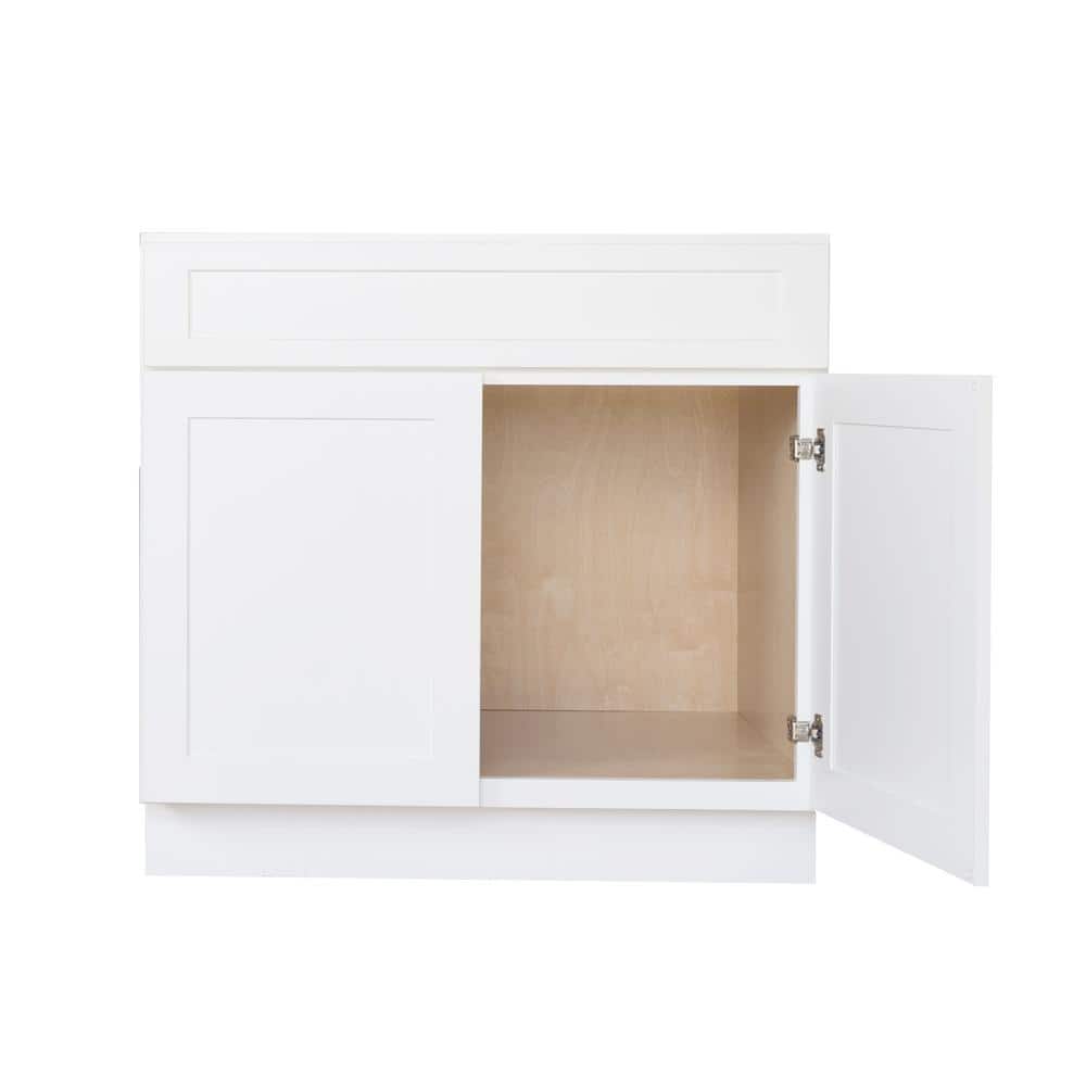 Bremen Cabinetry Bremen Ready to Assemble 36x34.5x24 in. Shaker Sink Base Cabinet with 2 Doors in White