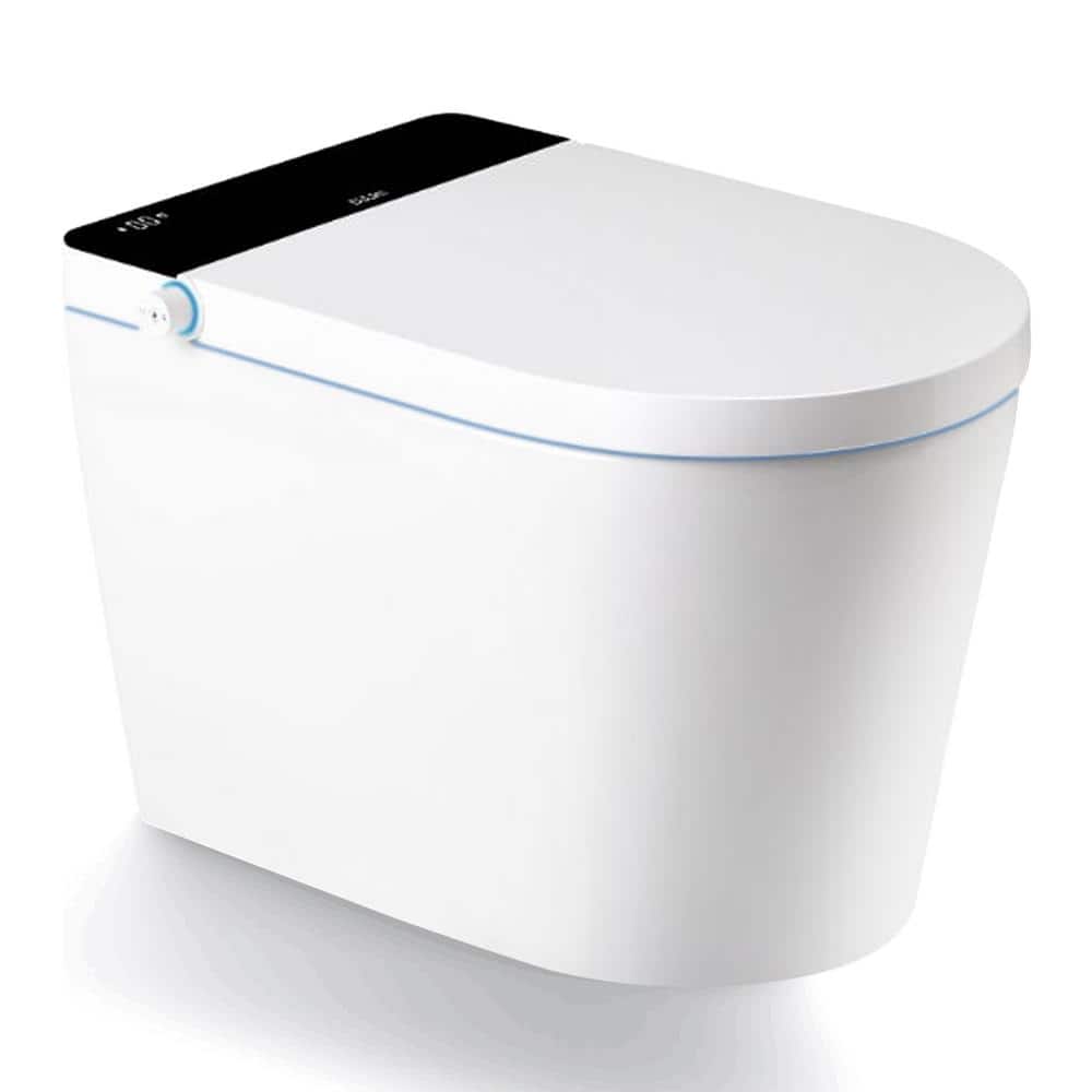BWE Stylement Tankless Smart Bidet One Piece Toilet Square in White with Auto Open/Close and Flush