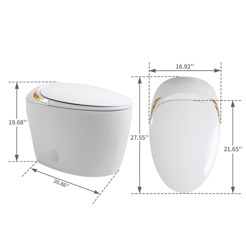 BWE Stylement Tankless Smart Bidet 1-Piece Toilet with Auto Features and Heated Seat