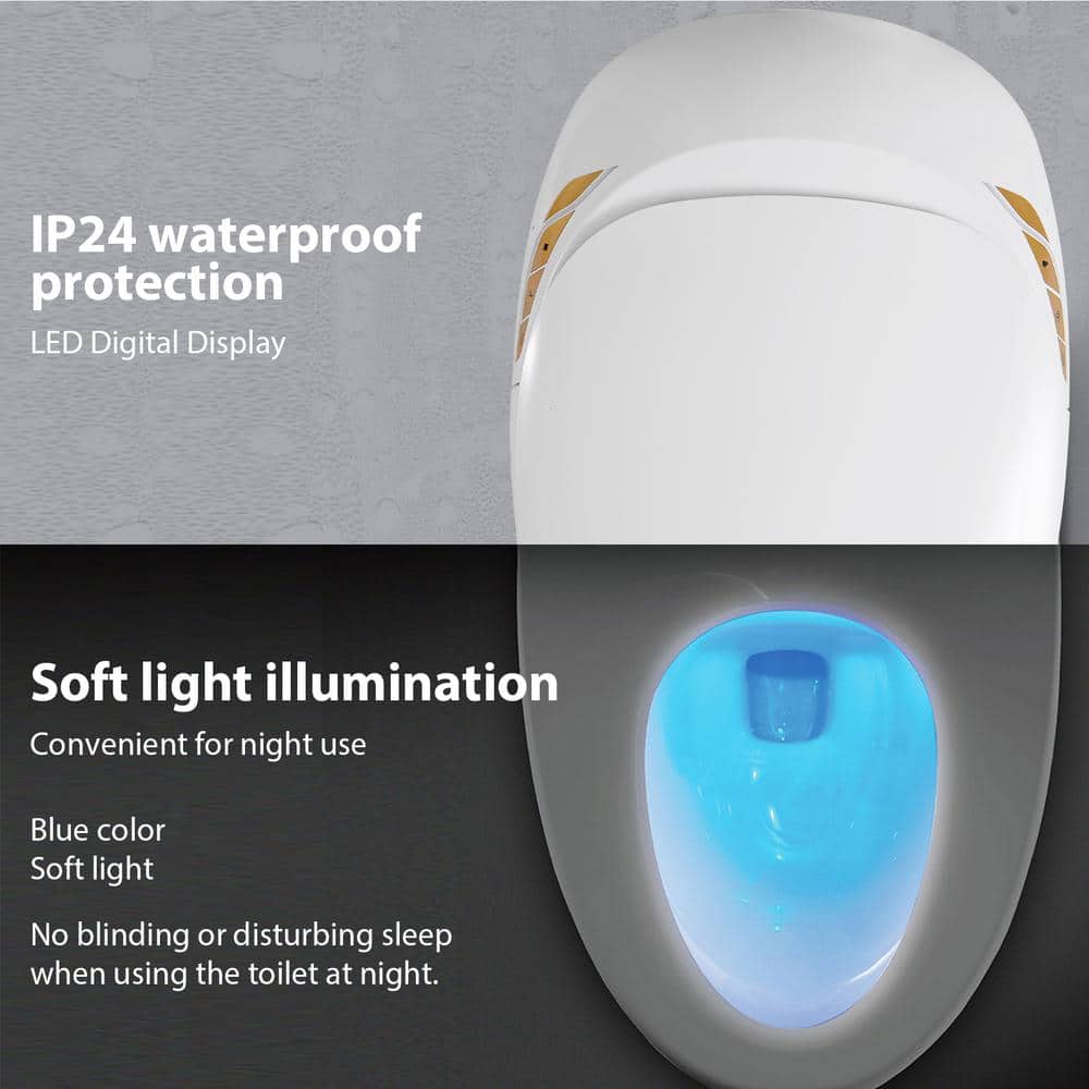 BWE Stylement Tankless Smart Bidet 1-Piece Toilet with Auto Features and Heated Seat