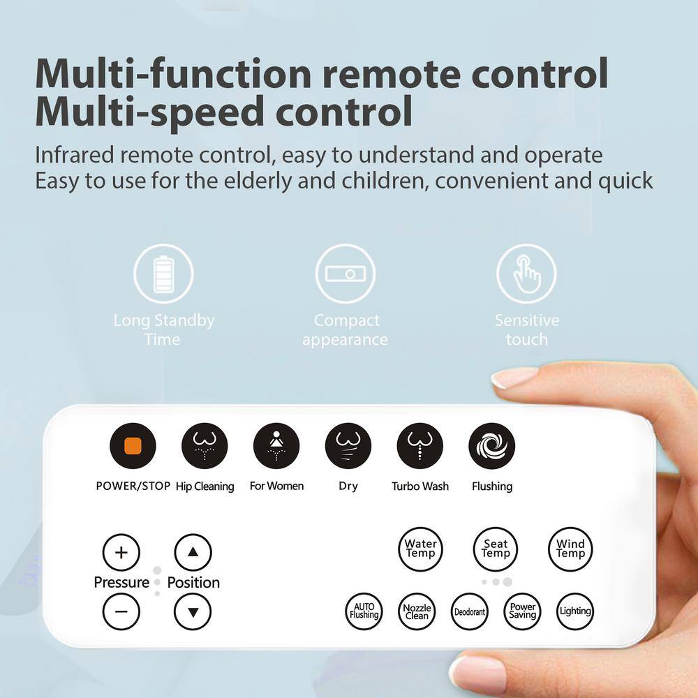 BWE Smart Elongated Toilet Bidet with Heated Seat and Remote Control