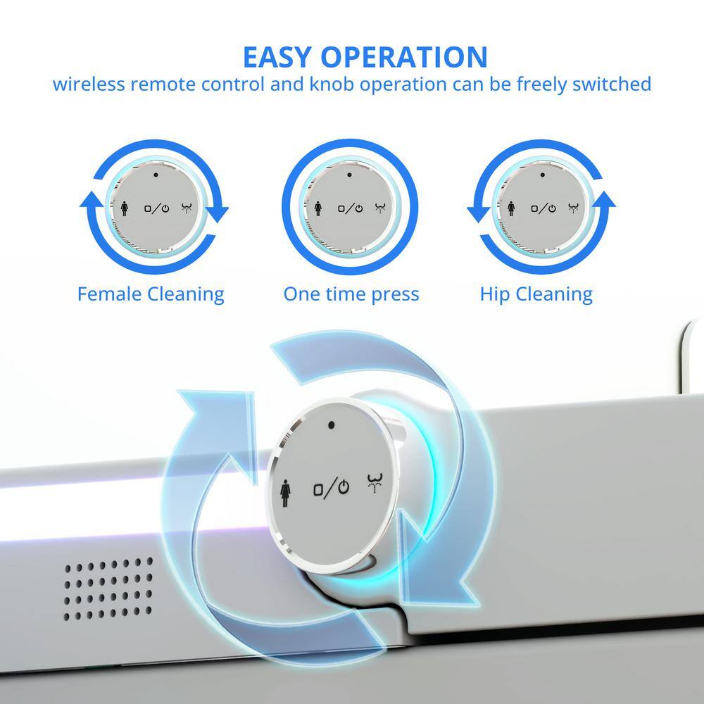 Relyblo Elongated Smart Bidet Toilet with Adjustable Sprayer, Built-In Aromatherapy, Foot Sensor