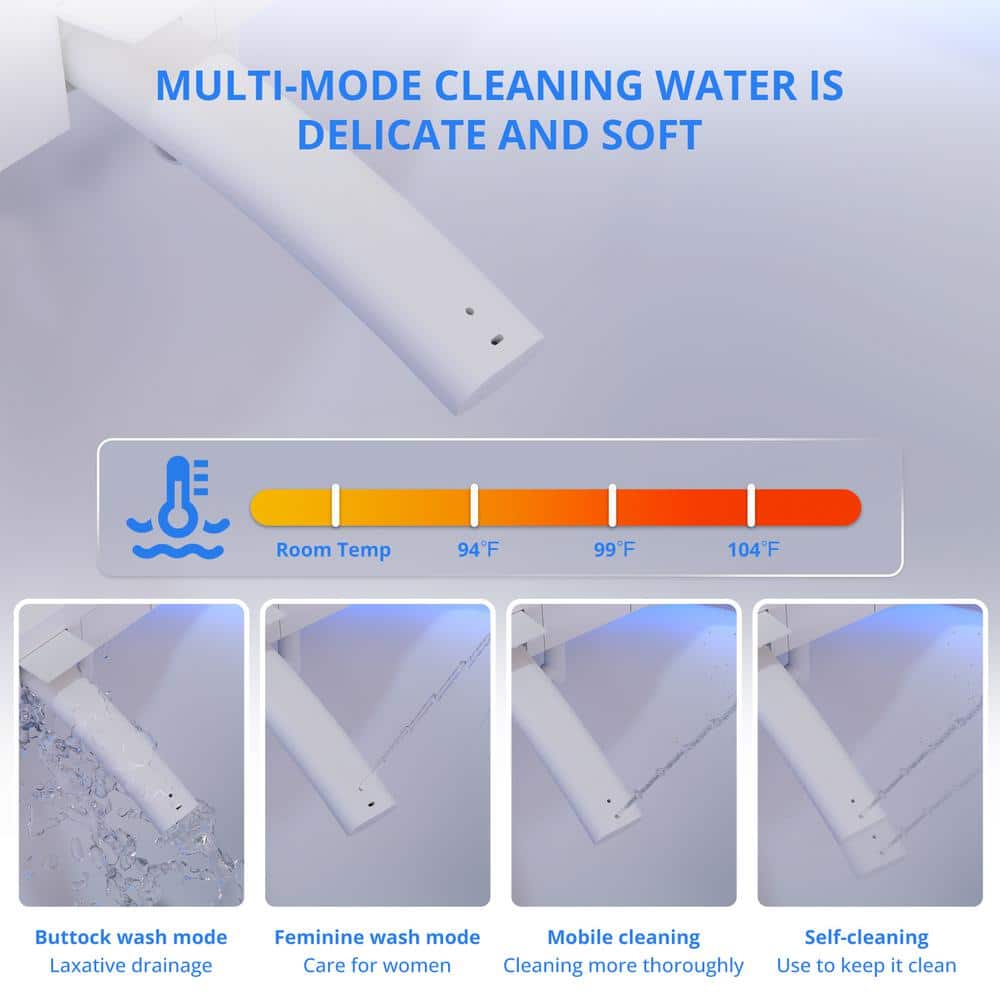 Relyblo Elongated Smart Bidet Toilet with Adjustable Sprayer, Built-In Aromatherapy, Foot Sensor