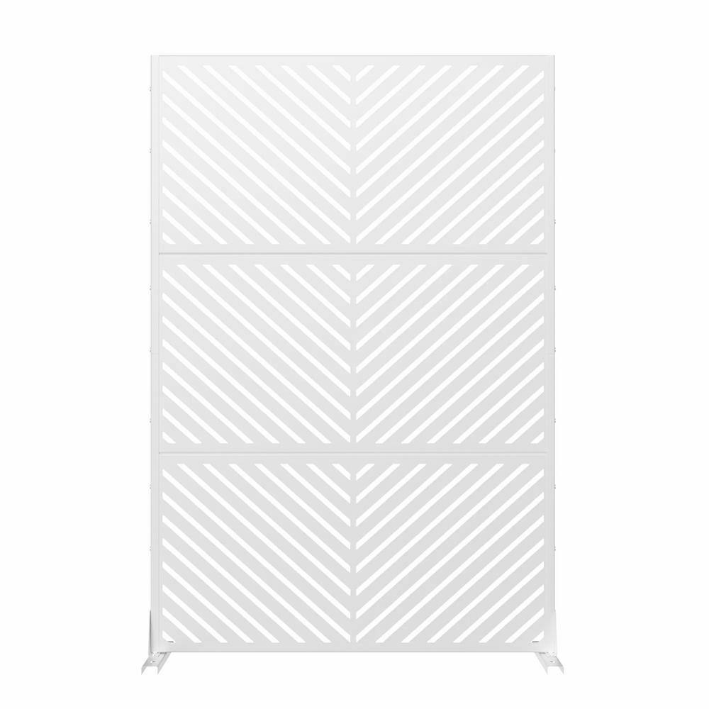 Cadeninc 3.92 ft. x 6 ft. Metal Freestanding Privacy Screen Fence Panel - White