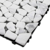 White Deck Pebble 12 in. x 12 in. Outdoor Patio Flooring Recycled Glass Interlocking Mosaic Floor Tile (4 sq. ft./Case)