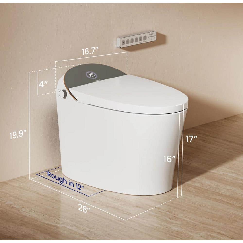 CANEST Elongated Smart Bidet Toilet 1.08/1.45 GPF Dual Flush with Auto Open/Close & Heated Seat