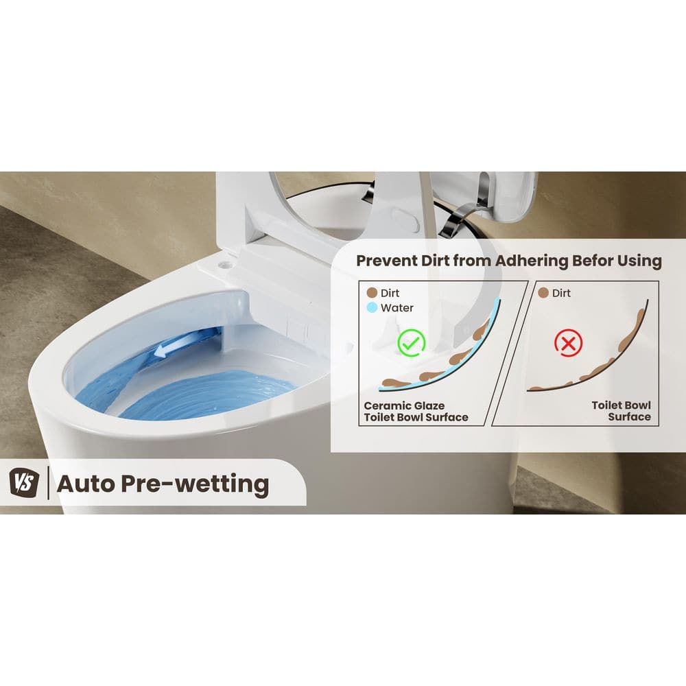 CANEST Elongated Smart Bidet Toilet Single Flush 1.08/1.45 GPF with Heated Seat and Remote