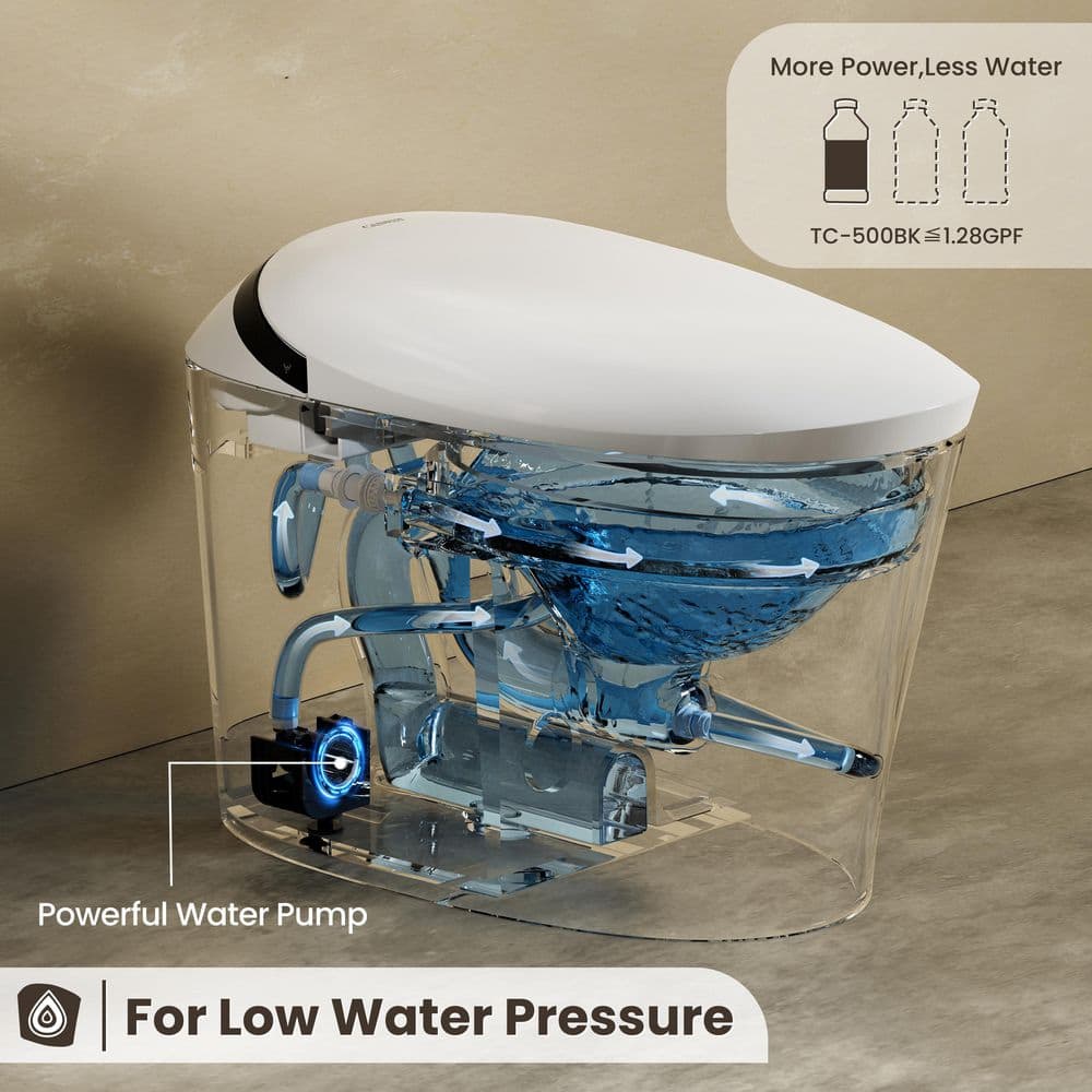 CANEST Elongated Smart Bidet Toilet Single Flush 1.08/1.45 GPF with Heated Seat and Remote