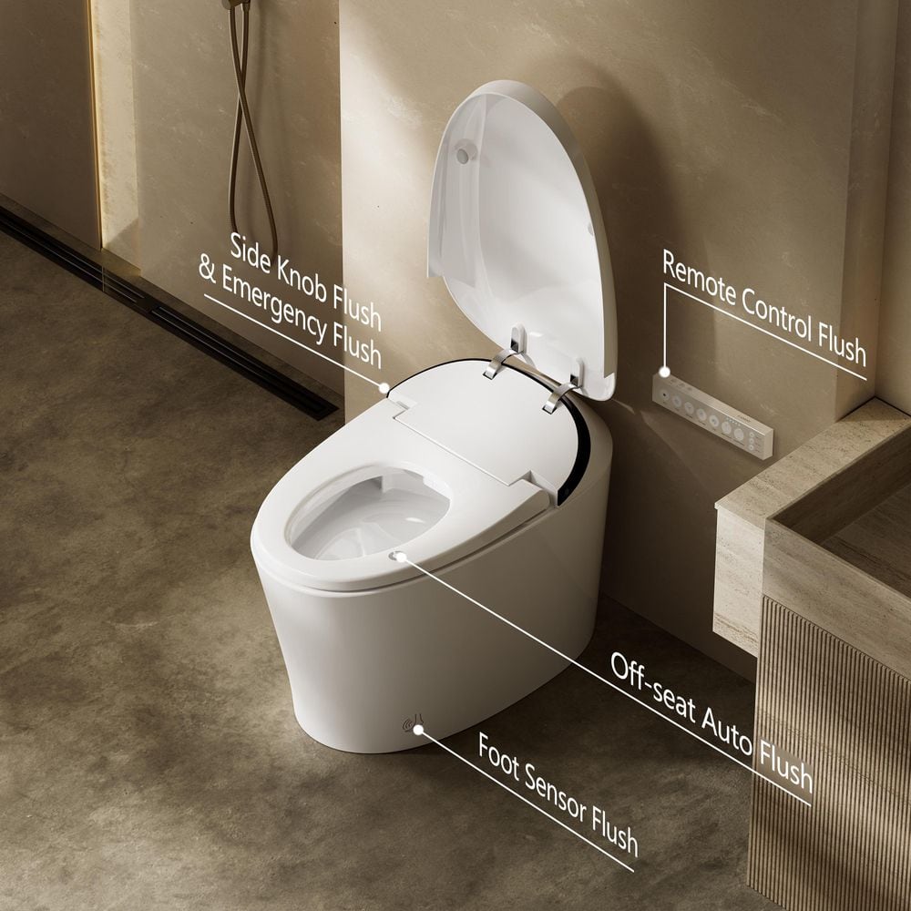 CANEST Elongated Smart Bidet Toilet Single Flush 1.08/1.45 GPF with Heated Seat and Remote