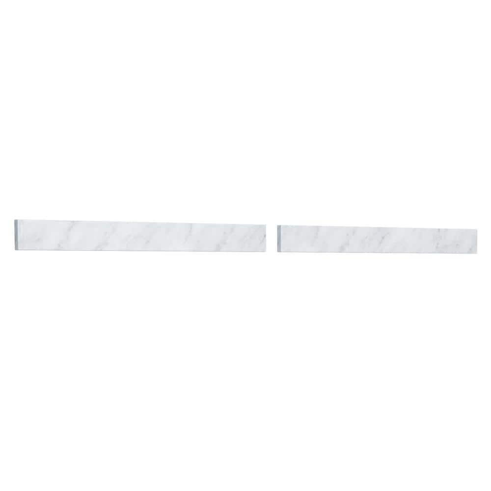 Wyndham Collection 60 in. White Carrara Marble Backsplash for Bathroom Vanity