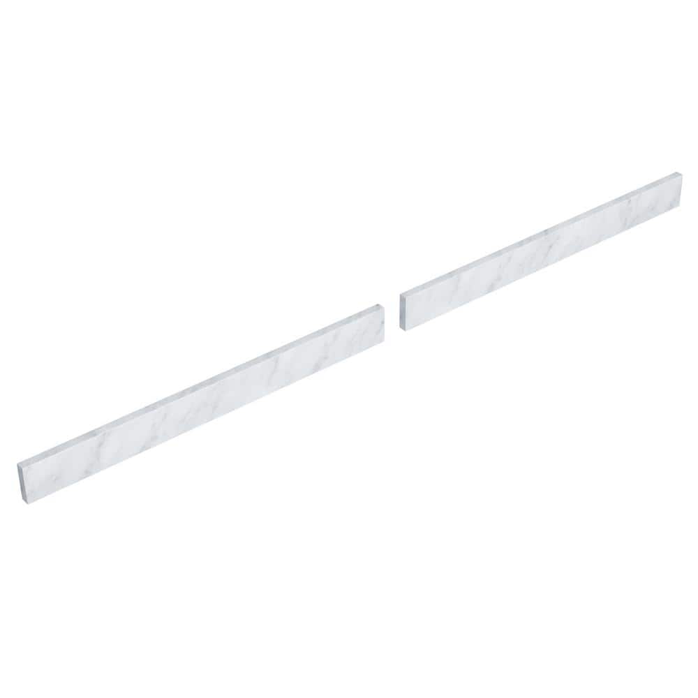 Wyndham Collection 60 in. White Carrara Marble Backsplash for Bathroom Vanity