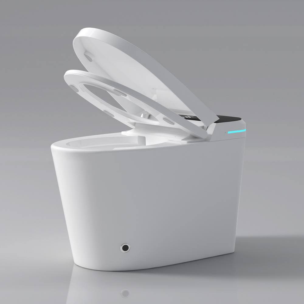 CASAINC Elongated Smart Bidet Toilet with Auto Open/Close Seat, Heated Seat, Foot Sensor, Warm Water & Dryer - 1.28 GPF, White