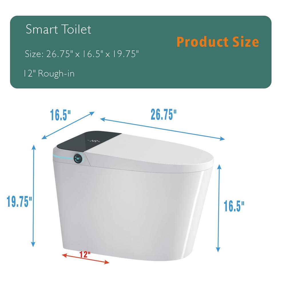 CASAINC Elongated Smart Bidet Toilet with Auto Open/Close Seat, Heated Seat, Foot Sensor, Warm Water & Dryer - 1.28 GPF, White