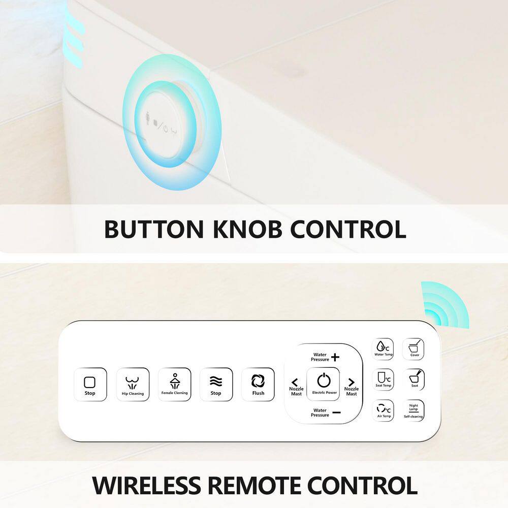 CASAINC Smart Elongated Tankless Bidet Toilet with Auto Open, Voice Control & Power-Off Flushing