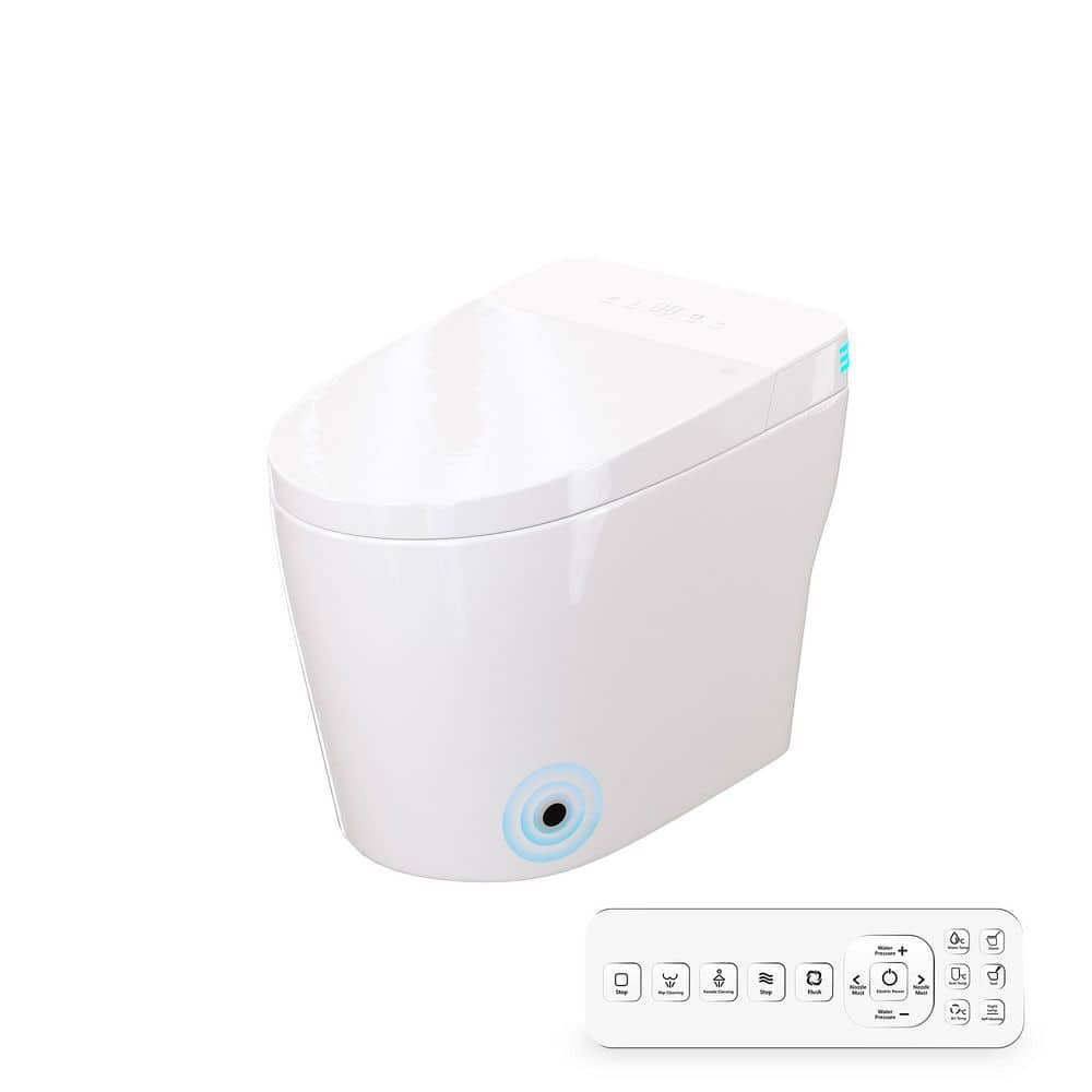 CASAINC Smart Elongated Tankless Bidet Toilet with Auto Open, Voice Control & Power-Off Flushing