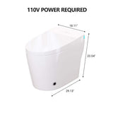 CASAINC Smart Elongated Tankless Bidet Toilet with Auto Open, Voice Control & Power-Off Flushing