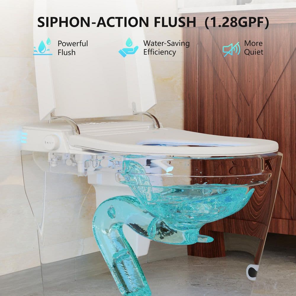 CASAINC Smart Elongated Tankless Bidet Toilet with Auto Open, Voice Control & Power-Off Flushing