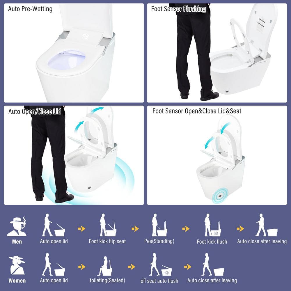 CASAINC Elongated Smart Bidet Toilet with Auto Flushing and UV Sterilization