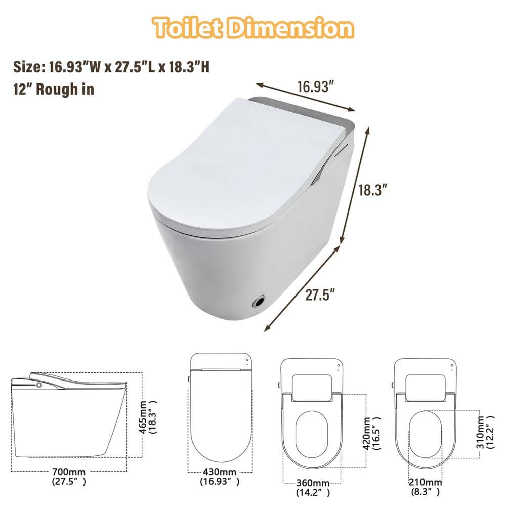 CASAINC Elongated Smart Bidet Toilet with Auto Flushing and UV Sterilization