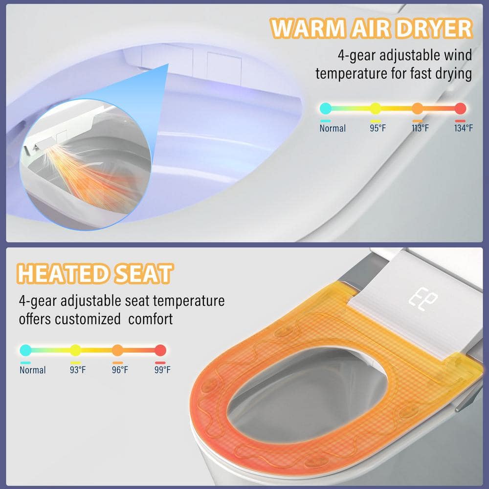 CASAINC Elongated Smart Bidet Toilet with Auto Flushing and UV Sterilization