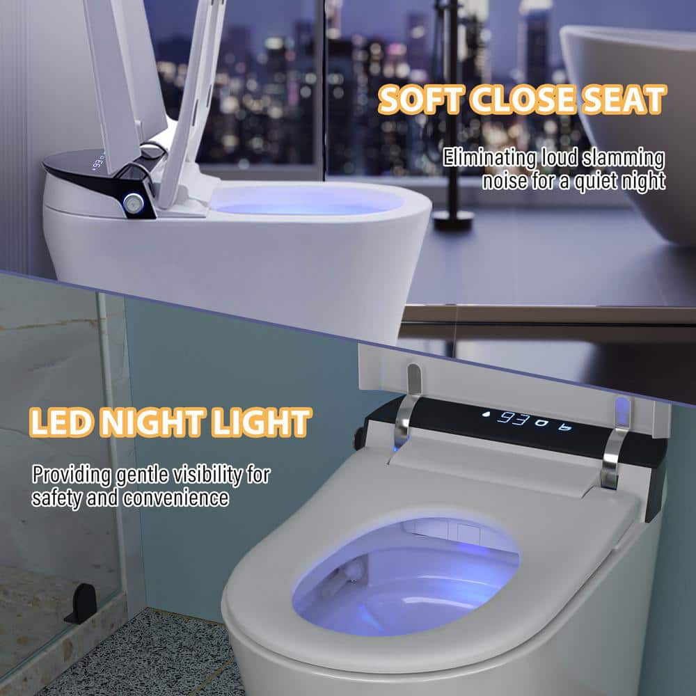 CASAINC Elongated Electric Smart Bidet Toilet with Auto Open, LED Display, and Warm Water Wash