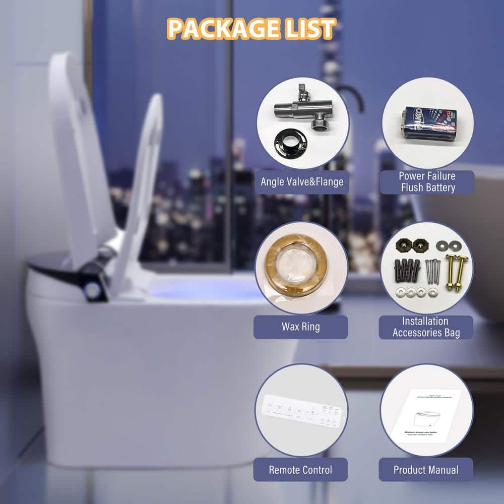 CASAINC Elongated Electric Smart Bidet Toilet with Auto Open, LED Display, and Warm Water Wash