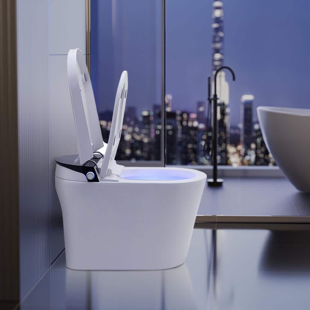 CASAINC Elongated Electric Smart Bidet Toilet with Auto Open, LED Display, and Warm Water Wash