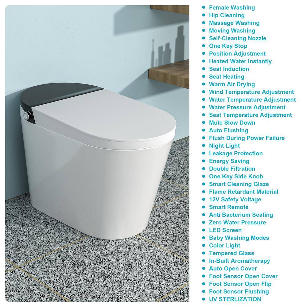 CASAINC Elongated Electric Smart Bidet Toilet with Auto Open, LED Display, and Warm Water Wash