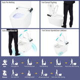 CASAINC Elongated Electric Smart Bidet Toilet with Foot Sensor Flush, LED Display, and Warm Water Wash