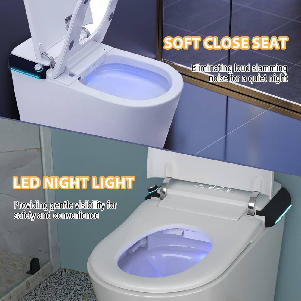 CASAINC Elongated Electric Smart Bidet Toilet with Foot Sensor Flush, LED Display, and Warm Water Wash