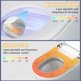 CASAINC Elongated Electric Smart Bidet Toilet with Foot Sensor Flush, LED Display, and Warm Water Wash
