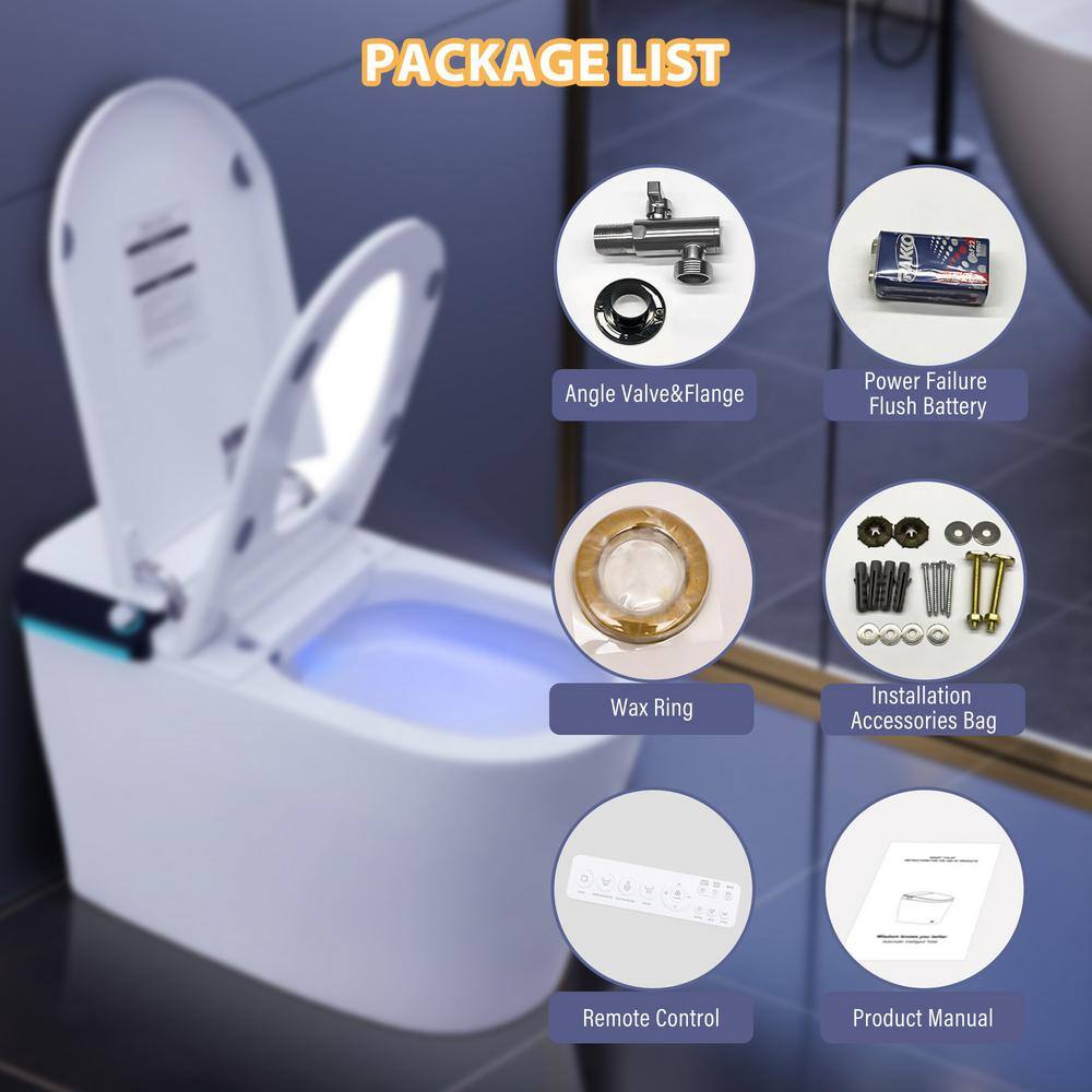 CASAINC Elongated Electric Smart Bidet Toilet with Foot Sensor Flush, LED Display, and Warm Water Wash