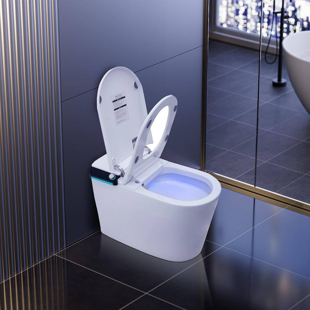 CASAINC Elongated Electric Smart Bidet Toilet with Foot Sensor Flush, LED Display, and Warm Water Wash