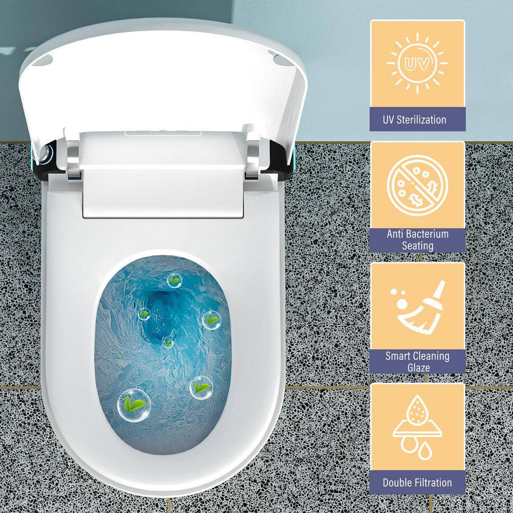 CASAINC Elongated Electric Smart Bidet Toilet with Foot Sensor Flush, LED Display, and Warm Water Wash